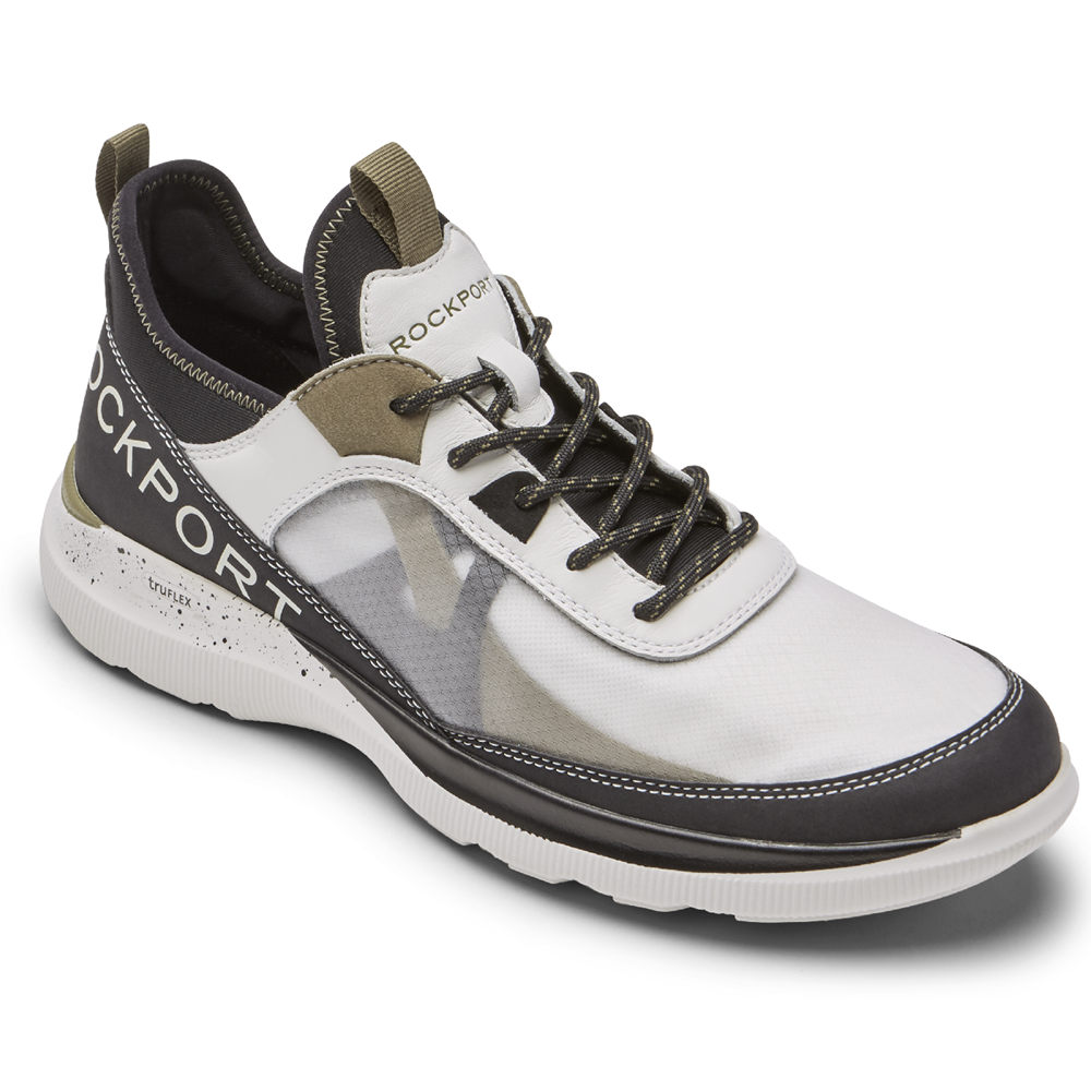 Rockport Mens Sneakers White/Black - truFLEX Hybrid Mudguard Tie - UK 875-QRMOZX